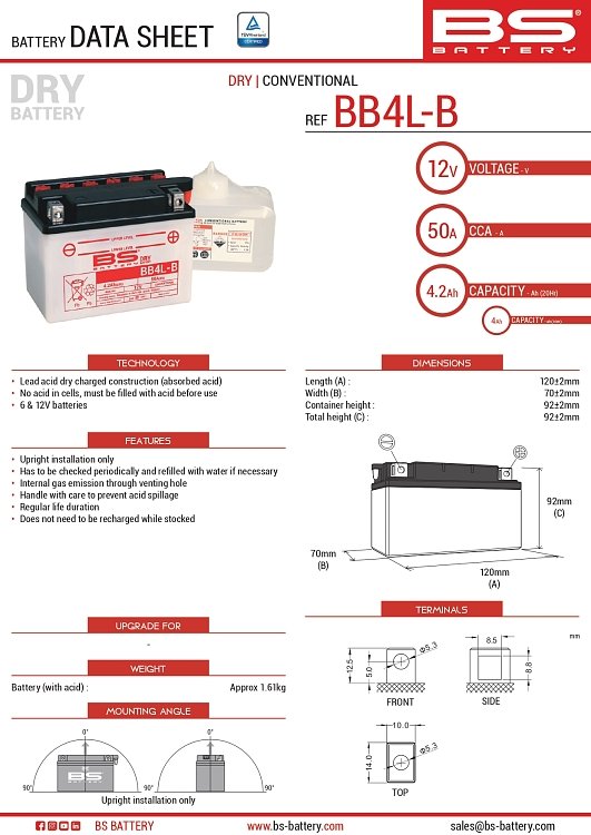 ΜΠΑΤΑΡΙΑ BS BATTERY BB4L-B