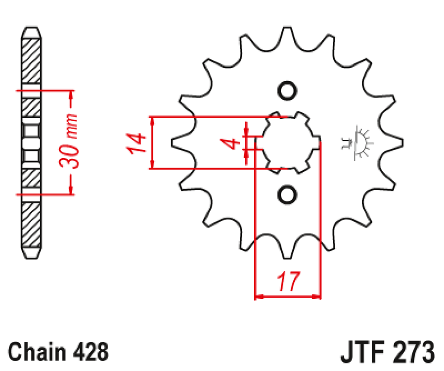 ΓΡΑΝΑΖΙ ΕΜΠΡΟΣ JT ASTREA/SUPRA/JETIX 125 JTF 273.14 428 (ΡΗΧΟ ΚΑΡΕ)