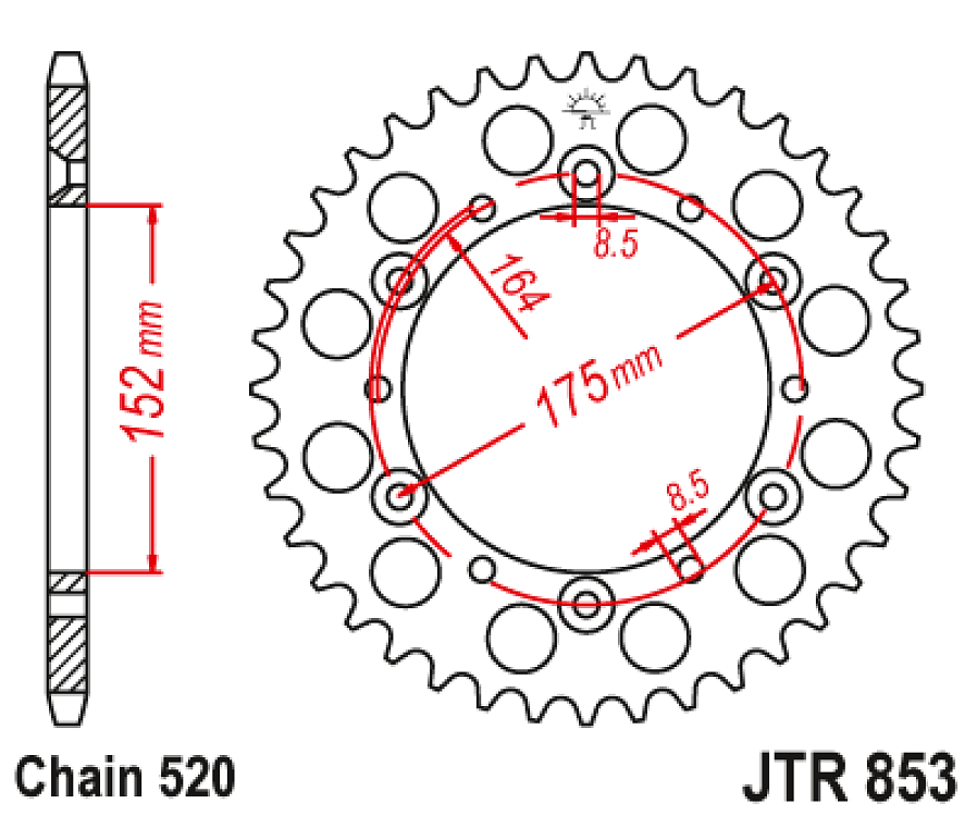 ΓΡΑΝΑΖΙ ΟΠΙΣΘΙΟ DT200/TT250R JT JTR853.43 520