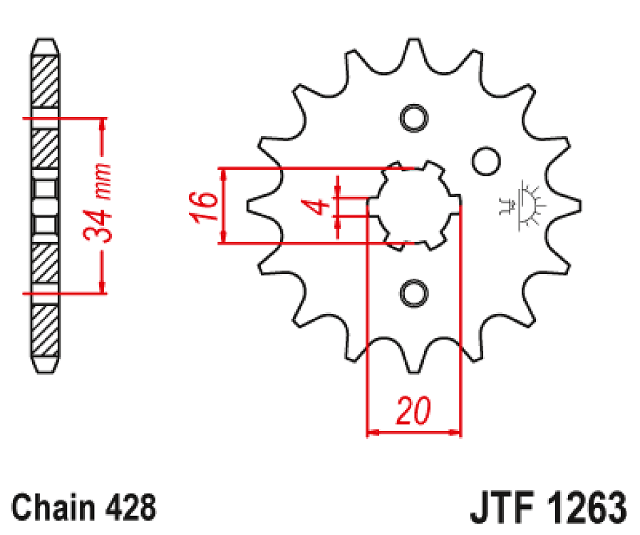 ΓΡΑΝΑΖΙ ΕΜΠΡΟΣ XT125 (STD) JT JTF1263.14 428