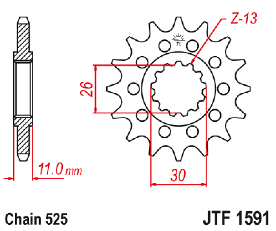 ΓΡΑΝΑΖΙ ΕΜΠΡΟΣ TDM 900/MT 09 JT JTF1591.16RB 525 ΜΕ ΛΑΣΤΙΧΟ