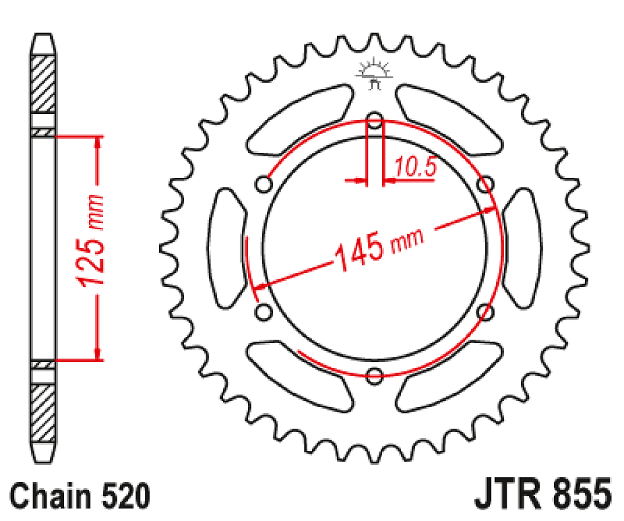 ΓΡΑΝΑΖΙ ΟΠΙΣΘΙΟ XT660 JT JTR855.45ZBK ΜΑΥΡΟ 520