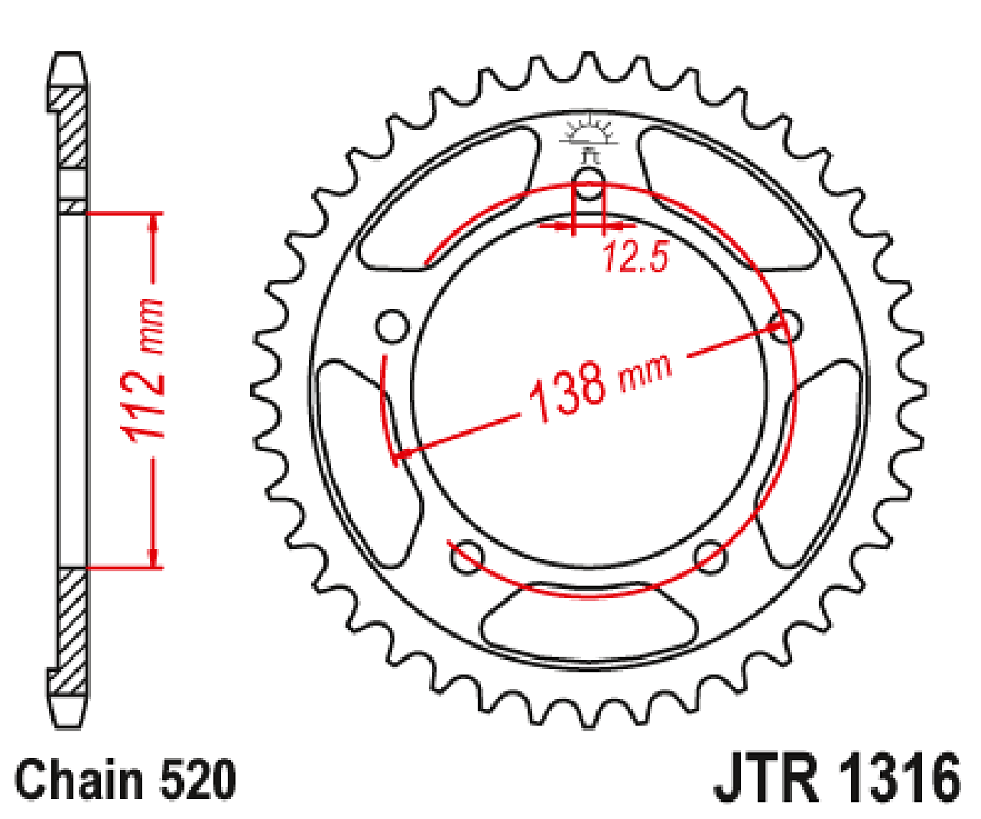 ΓΡΑΝΑΖΙ ΟΠΙΣΘΙΟ NC700/750/X ADV 750 JT JTR1316.39ZBK 520 ΜΑΥΡΟ