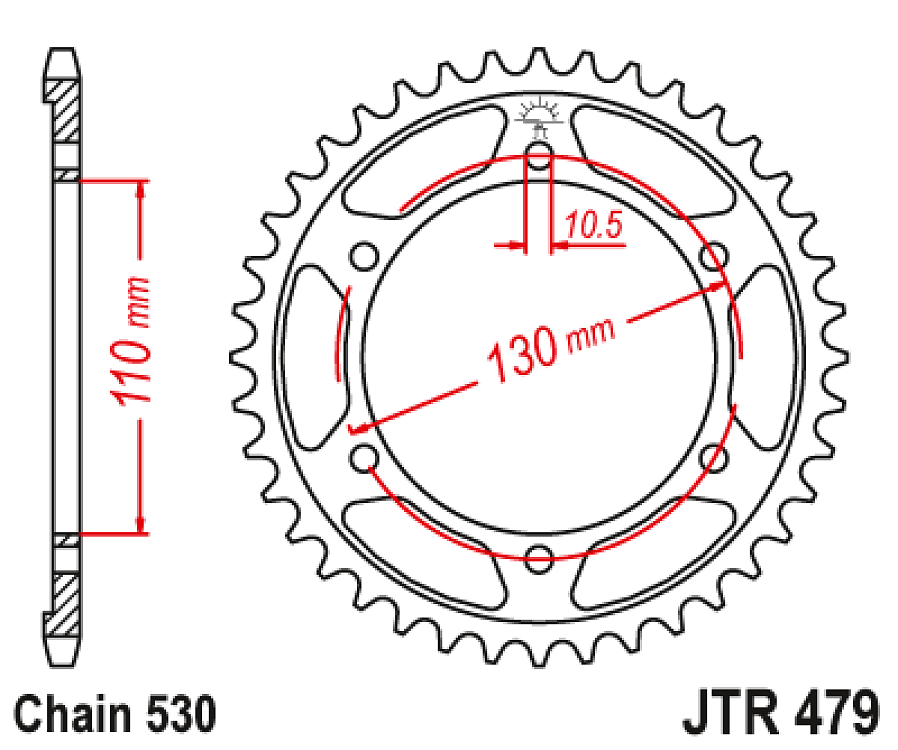 ΓΡΑΝΑΖΙ ΟΠΙΣΘΙΟ FZS1000 FAZER/ YZF R1 JTR479.45ZBK 530 ΜΑΥΡΟ