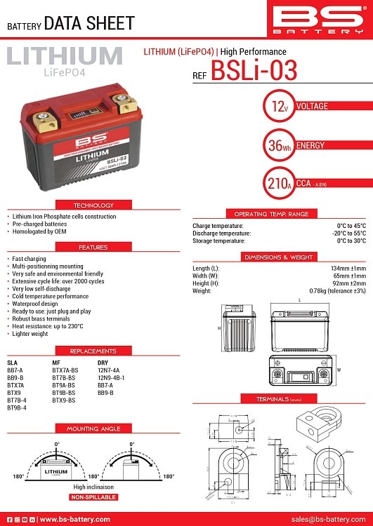ΜΠΑΤΑΡΙΑ BS BATTERY BSLI-03 ΛΙΘΙΟΥ