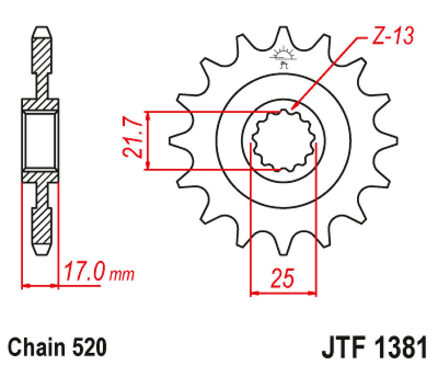 ΓΡΑΝΑΖΙ ΕΜΠΡΟΣ CB500X/CMX500 REBEL STD JT JTF1381.15 520
