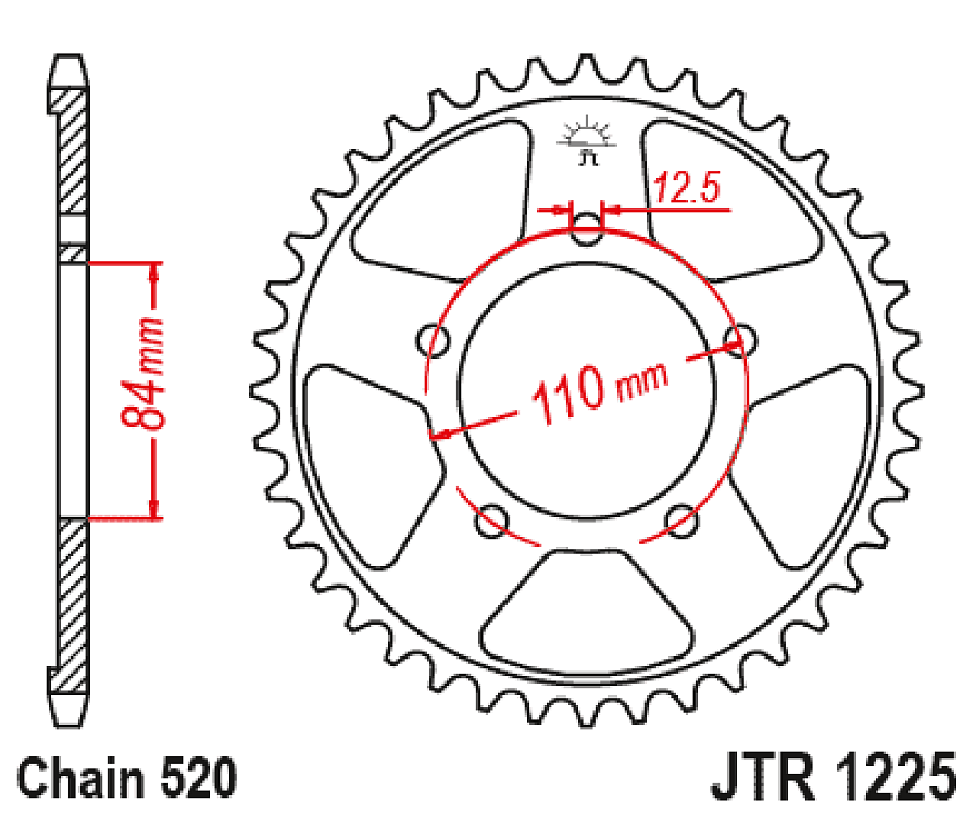 ΓΡΑΝΑΖΙ ΟΠΙΣΘΙΟ CB500X STD JT JTR1225.41 520