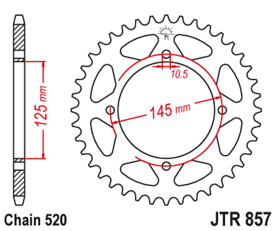 ΓΡΑΝΑΖΙ ΟΠΙΣΘΙΟ XT600 89-03 JT JTR857.45ZBK 520 ΜΑΥΡΟ