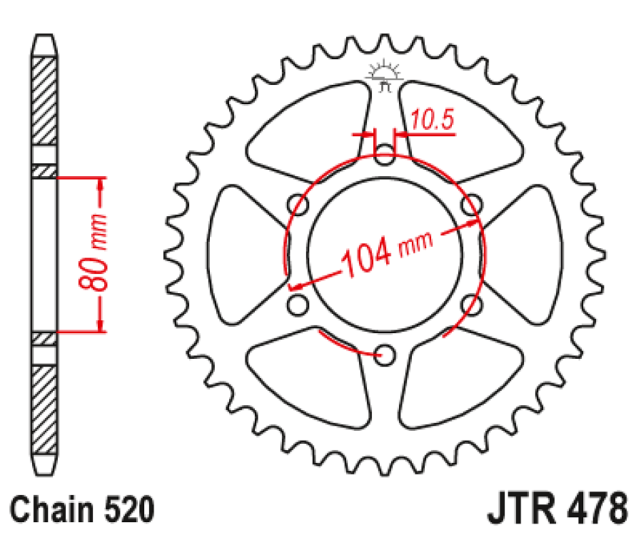 ΓΡΑΝΑΖΙ ΟΠΙΣΘΙΟ Z750/ ZX6-R JT JTR478.43 520