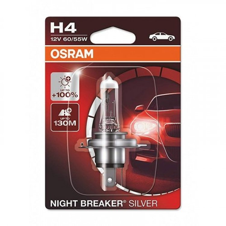 ΛΑΜΠΑ H4 12 60/55W P43T OSRAM NIGHT BREAKER SILVER