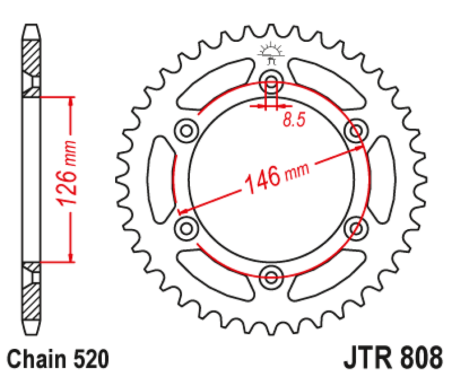 ΓΡΑΝΑΖΙ ΟΠΙΣΘΙΟ RMZ-250 JT JTR808.48SC 520 ΜΑΥΡΟ