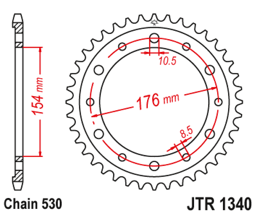 ΓΡΑΝΑΖΙ ΟΠΙΣΘΙΟ CB1000R JT JTR1340.44ZBK 530 ΜΑΥΡΟ