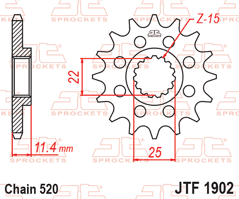 ΓΡΑΝΑΖΙ ΕΜΠΡΟΣ KTM 400-890/ CF 800MT JT JTF1902.17RB 520 ΜΕ ΛΑΣΤΙΧΟ