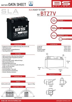 ΜΠΑΤΑΡΙΑ BS BATTERY BTZ7V SLA