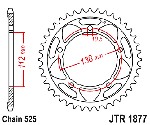 ΓΡΑΝΑΖΙ ΟΠΙΣΘΙΟ MT 09/TRACER 21-24 JT JTR1877.45ZBK 525 ΜΑΥΡΟ