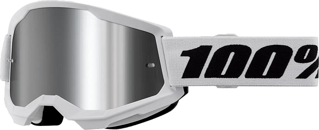 ΜΑΣΚΑ MOTOCROSS ΑΣΠΡΗ/ΜΑΥΡΗ ΑΣΗΜΙ ΚΑΘΡΕΠΤΗΣ 100% STRATA 2