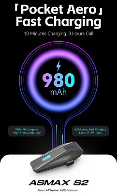 ΕΝΔΟΕΠΙΚΟΙΝΩΝΙΑ ASMAX S2 INTERCOM-SINGLE PACK 8 RIDERS