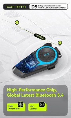 ΕΝΔΟΕΠΙΚΟΙΝΩΝΙΑ OHMI D9 BY ASMAX INTERCOM 6 RIDERS, 40MM SPEAKERS