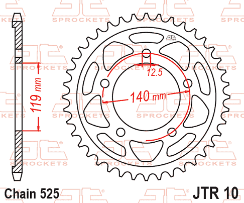 ΓΡΑΝΑΖΙ ΟΠΙΣΘΙΟ BMW S1000RR/ XR 20-24 JT JTR10.45ZBK 525 ΜΑΥΡΟ