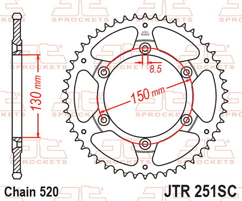 ΓΡΑΝΑΖΙ ΟΠΙΣΘΙΟ YZ450F '07-'14/'20-'25 JTR251.49SC 520 ΜΑΥΡΟ SELF CLEANING
