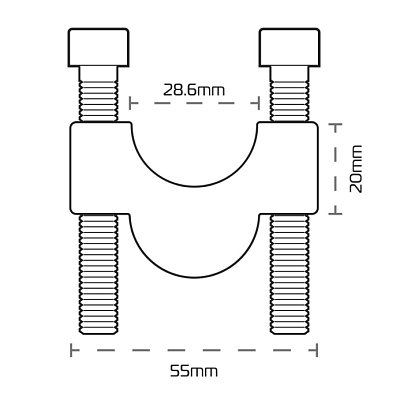 ΚΑΒΑΛΕΤΑ ΑΝΥΨΩΣΗΣ ΤΙΜΟΝΙΟΥ 20mm ⌀22 ΣΕ ⌀28,6 OXFORD OX614 ΣΕΤ ΜΑΥΡΑ