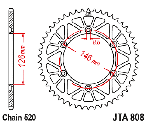 ΓΡΑΝΑΖΙ ΟΠΙΣΘΙΟ SUZ RM/ Z 250-450 JT JTA808.48 520 ΑΛΟΥΜ. RACELITE ΜΑΥΡΟ