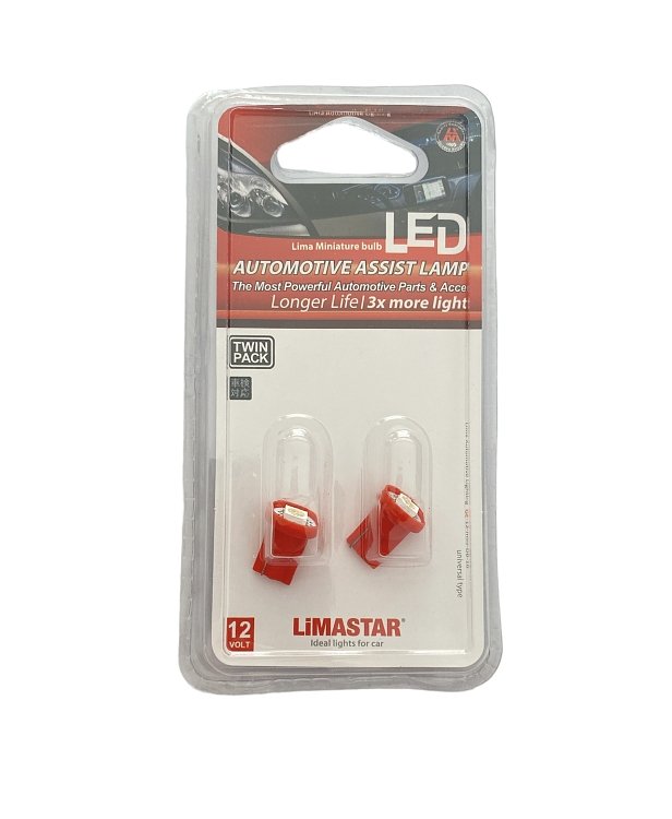 ΛΑΜΠΑ LED T10 W2,1x9,5d KOKKΙΝΗ ΣΕΤ LIMASTAR
