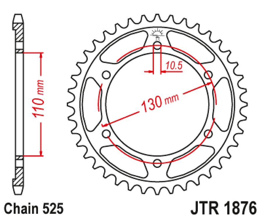 ΓΡΑΝΑΖΙ ΟΠΙΣΘΙΟ MT 09/TRACER 14-20 JT JTR1876.45ZBK 525 ΜΑΥΡΟ